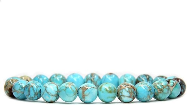 Handmade Gem Semi Precious Gemstone 8mm Round Beads Stretch Bracelet 7" Unisex