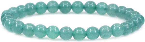 Semi Precious Crystal 6mm Round Beads Rock Yoga Stretch Bracelet 7 Inch Unisex Unisex
