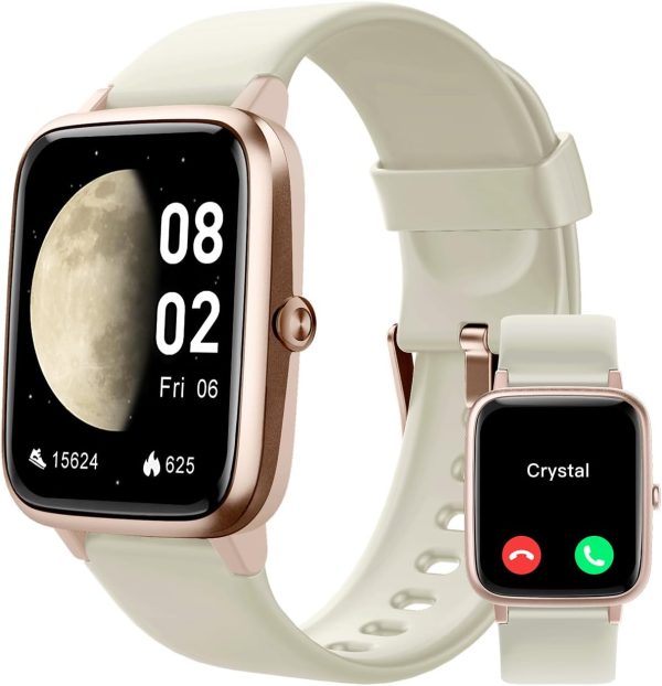Smart Watches for Women Men (Answer/Make Calls), 1.8" Smartwatch for / Phones Fitness Tracker with 100+ Sports Modes Heart Rate/Sleep Monitor Pedometer  Waterproof (Milky White)